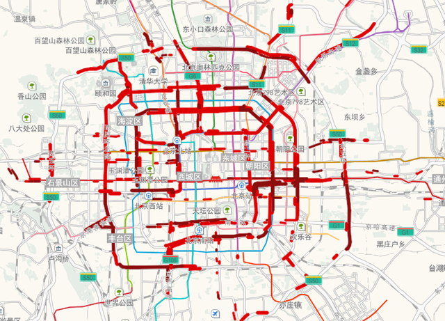 截至18:00,北京的路况是这样的